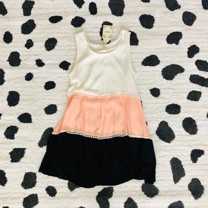 Exist Cream Peach Black Colorblock Dress